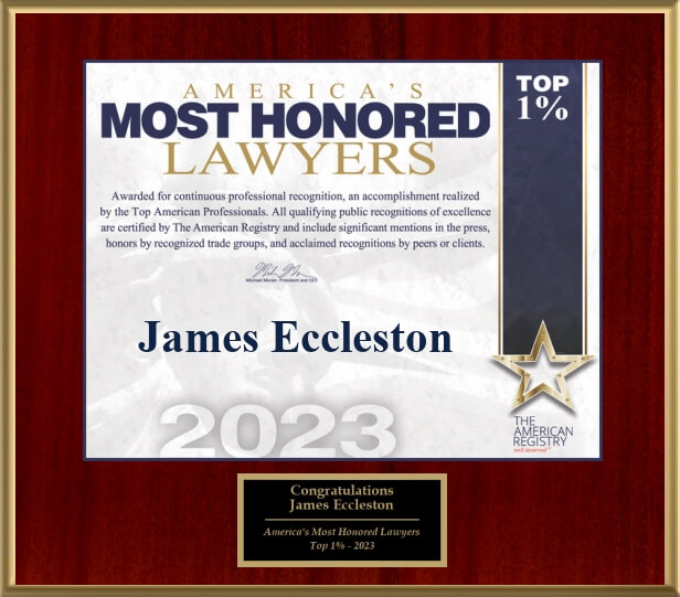  America's Most Honored Lawyers Award for James Eccleston